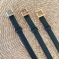 Letras de cuero genuino para mujer Cinturón de diseño para damas de lujo diseñadores de moda Cinturones de ancho estrecho 2 cm plata de oro hebilla de oro cintura