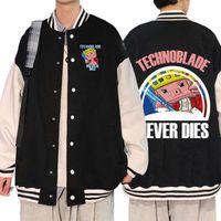 Technoblade de chaquetas para hombres nunca muere merch imprima uniforme de béastón de béastro para hombres de gran tamaño de gran tamaño streetwear