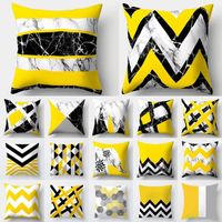 Cushion Decorative Pillow Yellow Geometric Marble Creative Mix Print Cushion Cover Personality Polyester Sofa Car Pillowcase Home Decor Part