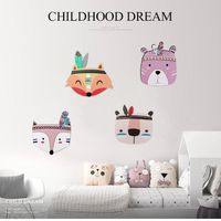 Decorative Objects & Figurines Kids Room Decorations Nordic Style Wood Plastic Board Ornaments Cartoon Animal Head Wall Decor Children GiftD