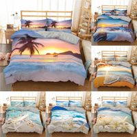 Ensemble de literie Ocean Set Coast Beach Duvette Cover Bleu Bleu Starfish Bed Kid