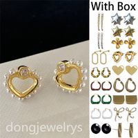 Brincos de cristal em forma de p￩rola Brincos de cristal letra de marca de luxo letra Earings elegantes mulheres shinestone festas de casamento j￳ias dongjewelrys