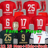 21 22 23 Bayern de Munique Lewandowski Jersey de futebol Goretzka Player versão Home Red Sane Gnabry Coman Muller Davies Kimmich Mane 2021 2022 Men Children Football camisa de futebol