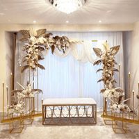 3-5 piezas de oro brillante de oro al aire libre decoraciones de boda de la boda de flores arcos de palma de la palma