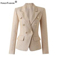 Harleyfashion Luxury Spring Collection Patrón de texure Jacket Formal Women Blazer 220801
