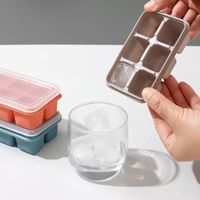 Bar Herramientas Productos Silicona Cubo de hielo Bandejas para fabricantes de moldes con tapas mini Cubos Moldes cuadrados pequeños Accesorios de cocina de hielo