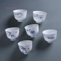 Cups Saucers Dehua Keramik Tee Tasse Hand bemaltes weißes Porzellan Set Nostalgic Kreativ Kungfu Chinesischer Stil Master Single Cupcups