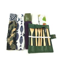 Juegos de vajilla Utensilios de viaje de bambú Juego de cubiertos sostenibles Cucharde