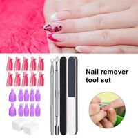 Nail Art Kits Gel Remover Kit Polish Clips Lint Wipes File Buffer Block Stainless Steel Cuticle Pusher Brush237C