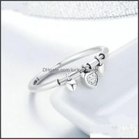 Tre anelli di pietra gioielli sterling sier scintillanti cuore zirconia cubica anello femminile per donna fidanzamento del matrimonio 2021 dhhih