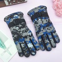 Five Fingers Gloves 1Pair Kids Winter Fleece Warm Camouflage Children Outdoor Thick Mittens Plus Plush Autumn