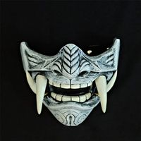 Adulto unisex latex giapponese Prajna Hannya Noh Kabuki Demone Samurai Maschera a metà faccia Halloween 220705