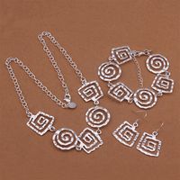 Pendientes de collar de hilo cuadrado de plata de alto grado 925 Pendientes de joyería de tres piezas DFMSS431 Fábrica directa Wedd254E