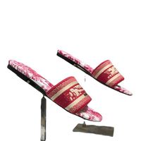 Mujeres zapatillas Diseñador bordado toboganes clásicos de playa estampados de animales rojos negros blancos plano zapatilla de baño 35-40 y220527