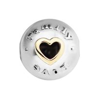 Silver beads for woman Family & Love Clip with gold plated Bead Fits Pandora Bracelet sterling-silver-jewelry making charms235d