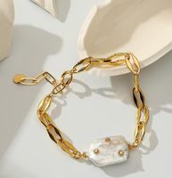Freshwater Pearl Bracelet Mini Zircon Inlaid Pearl Pendant 14K Gold Plated Bracelets for Women