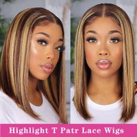 Lace Wigs Highlight Wig Ombre Brown Honey Blonde Short Bob H...