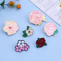 Hard Enamel Brooches Pin Pink Cherry Blossoms Flowers And Pl...
