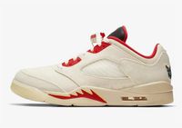 Mens Shoes Jumpman 5 V 5S Low Chinese New Year (2021) Retro Basketball Shoe Top Quality Sports Sneakers Color Sail/Fire Red colorways Size 36-47.5