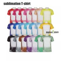 Оптовые сублимации обесцвеченные рубашки теплопередача пустые блеточные футболки отбеливаемые полиэфир