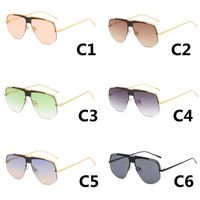 Luxury Oversized Sunglasses For Men Fashion Women Vintage Metal Big Frame Semi-Rimlesss Sun Glasses Uv400