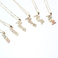 Pendant Necklaces Simple Mother's Day Gift Chain Charms Crystal MOM Letters Necklace Women Copper Cubic Zirconia Jewelry MamaPendant