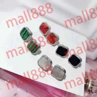 Pendientes de plataformas de plata 4/Cuatro trébol elegante tachuelas de lujo Earings Arendería para mujeres para mujeres joyas de alta calidad con caja