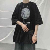 T-shirt da uomo T-shirt da uomo manica corta da uomo stampato stampato girocollo girocollo allentato in abiti da marca di moda Harajuku BF Fenggao Street Hazt