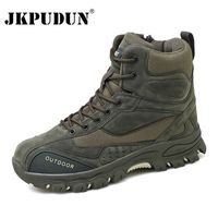 أحذية القتال العسكرية التكتيكية رجال جلدية حقيقية للجيش الأمريكي الصيد في التخييم في الجبال الشتوية أحذية العمل بوت JKPUDUN 220525