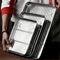 Yemekler Plakalar 304 Paslanmaz Çelik Pişirme Tepsi Plakası BARBEKÜ Çıkarılabilir Soğutma Raf Seti Tava Levha Toksik Olmayan Fırın Bulaşık Makinesi Güvenli