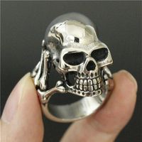 3pcs lot New Arrival Heavy Ghost Skull Ring 316L Stainless Steel Fashion jewelry Band Party Skull Cool Man Ring319p