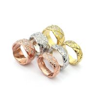 316L Stainless Steel 9mm and 7mm fashion diamond rings cut mesh Jewelry for woman man lover rings 18K Gold-color and rose Jewelry 2386