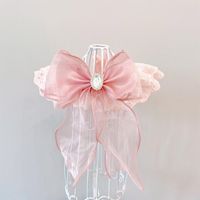 Vêtements de chien mode coréen rose en dentelle rose cols bowknot pour petits colliers moyens