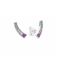 Colorful crystal Rainbow Stud Earring 925 Sterling Silver Wo...