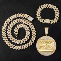 Colliers pendants Hip Hop Last Supping Iced Out Chain Collier and Bracelet Men's Jewelry Men Gift