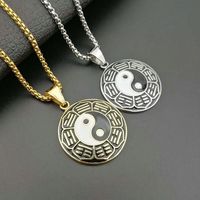 Pendant Necklaces Zhou Yi Xuanxue Tai Chi Stainless Steel Color Preservation Gold Plated Paint Bagua Yin Yang PendantPendant