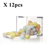 Gift Wrap 12pcs Transparent Acrylic Box Plastic Square Candy Cookies Snack Storage Boxes Organizer For Home Wedding Celebration
