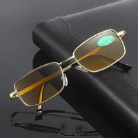 Sonnenbrille Kristall Lesebrille Full Frame HD Bequeme braune Glas Metall Kratzer
