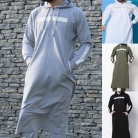 Etnik Giyim Erkekleri Thobe Robe Müslüman Moda Kapşonlu Kazak Orta Doğu Dubai Arap İslam Malezya Abaya 2022 Abayasethnic