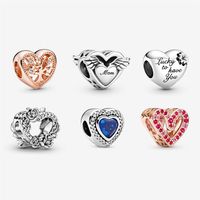 925 sterling silver charm beads love family mother charm rose gold suitable for pandora bracelet ladies DIY jewelry2790