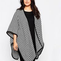 Plus Size Casual Houndstooth Trench Coat Long Fledermaushülle Offene Front Female Lose Herbst Winter Woll Kimono Strickjacke 5xl 6xl 220813
