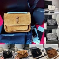 Top Quality Brown Suede Niki Shoulder Crossbody Bag Designer Luxury Handbags Women Envelope Messenger Bag LouLou Lady Purses Clutch Wallets