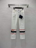 Дизайнерские джинсы 2022 весенняя летняя мода панель бренда та же стиль брюки роскошные женские одежда 0316-1