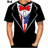 Men's T-Shirts Summer Fashion Funny Fake Suit 3D T-shirt Tuxedo Bow Tie Printing Cool Streetwear TeeMen's
