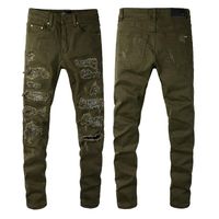 2022 Pantalones de mezclilla para hombres de moda de alta calidad Pantalones de mezclilla rasgados Hip Hop Luxury Zipper Pantalers para hombres $ 797