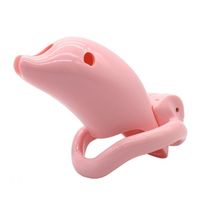Man Chastitiy Cage Pink Dolphin Resin Penis Lock Male Chastity Devices 4サイズスナップリングJJコントロールBDSM SEX TOYS272T