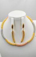 Earrings & Necklace African 18K Gold Color Jewelry Set For Women Dubai Bride Wedding Wife Gift Gem Bracelet Ring SetEarrings