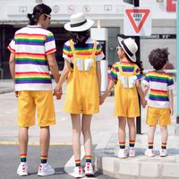 Family Matching Outfits 2pcs Clothes Sets Mother Father Daughter Son Kids T-shirt Parent-child Rainbow Wing Short Sleeve Tops