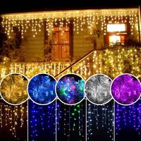 Whole Christmas Lights Outdoor Decoration 8m 192Led Droop 0.3-0.5m Led Curtain Icicle String Lights New Year Wedding Party Gar281e