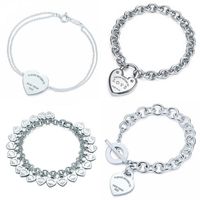 Heart Shape Bracelet & Bangle Brand 925 Sterling Silver Heart T sign Pendant Simple Design For Women Elegant Fine Jewelry logo259d